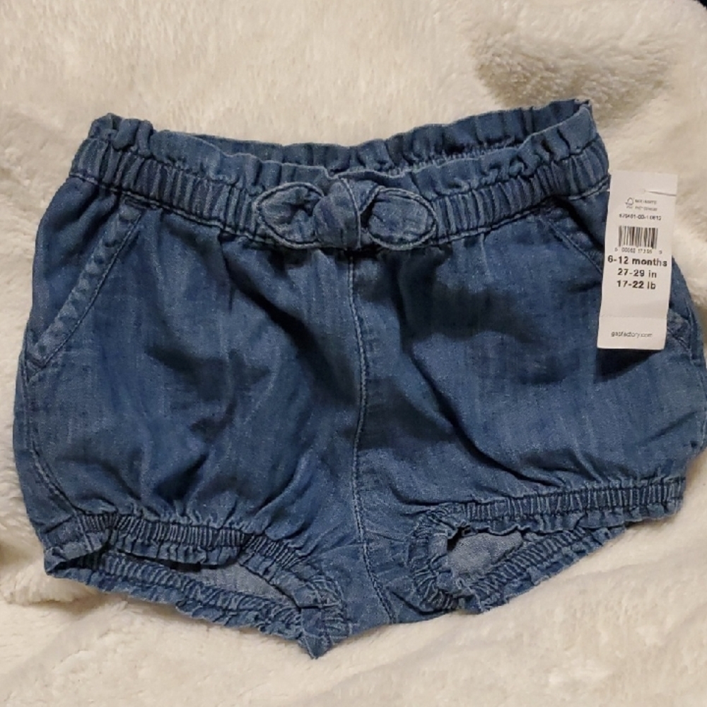 GAP Blue Denim Baby Shorts 6-12 Months